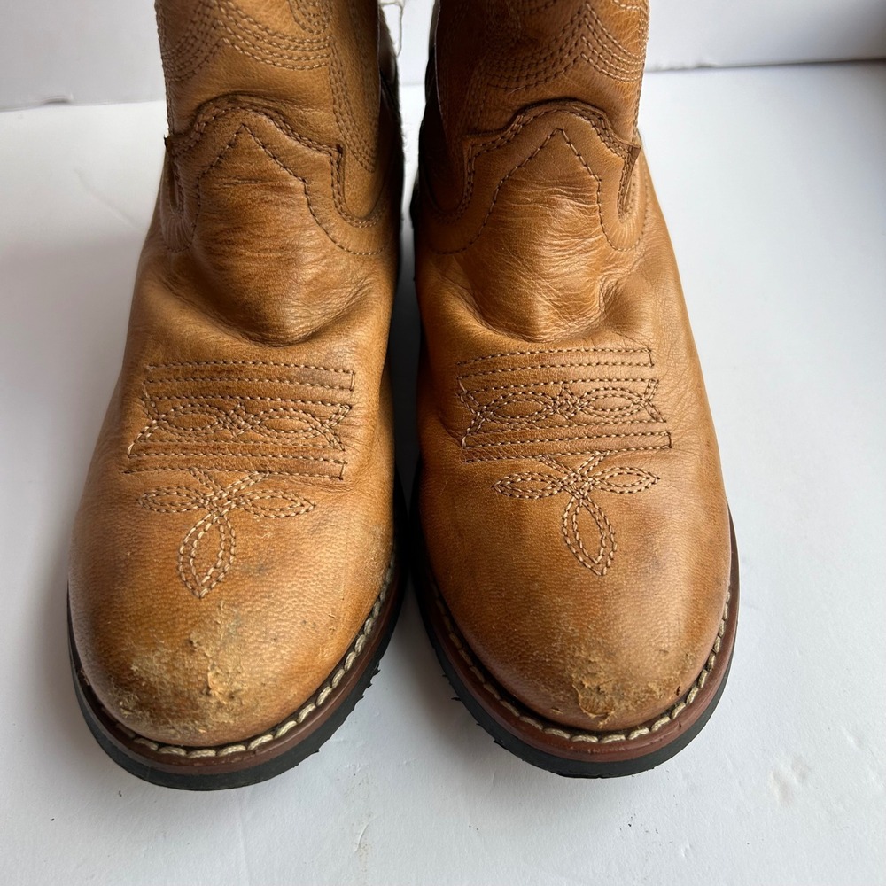 Cody James Showdown‎ Cowboy Boots Youth Kids 13.5 Tan Leather Western Stitched - Picture 8 of 9